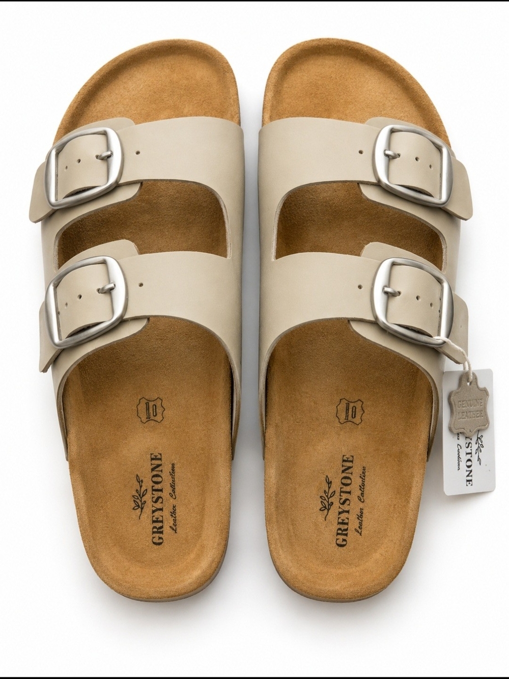 Greystone Double Buckle Sandals in Beige - Picture 1 of 3